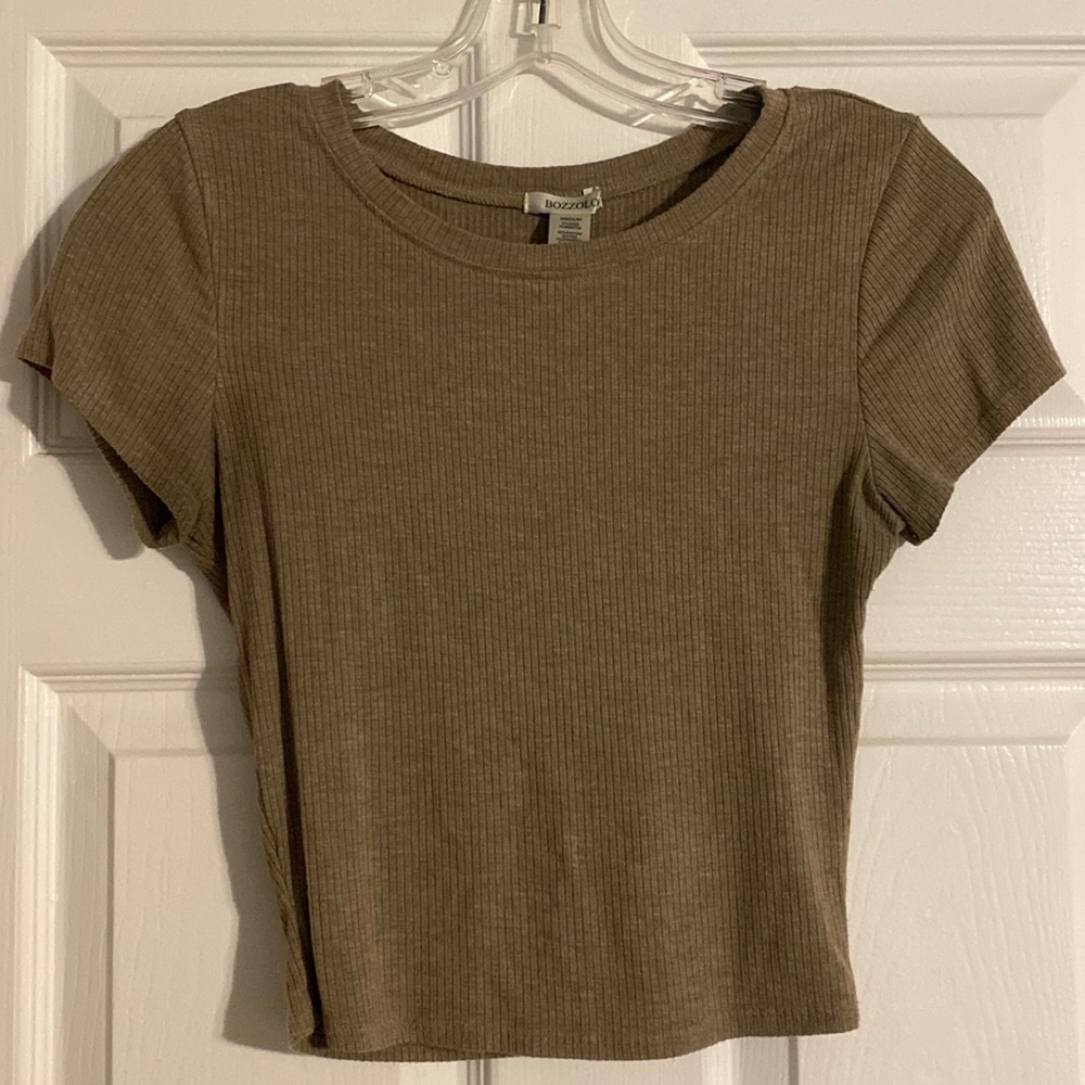Tan Ribbed Crop Top